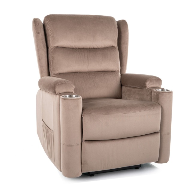 Fotoliu recliner bej inchis din catifea Minos The Home Collection