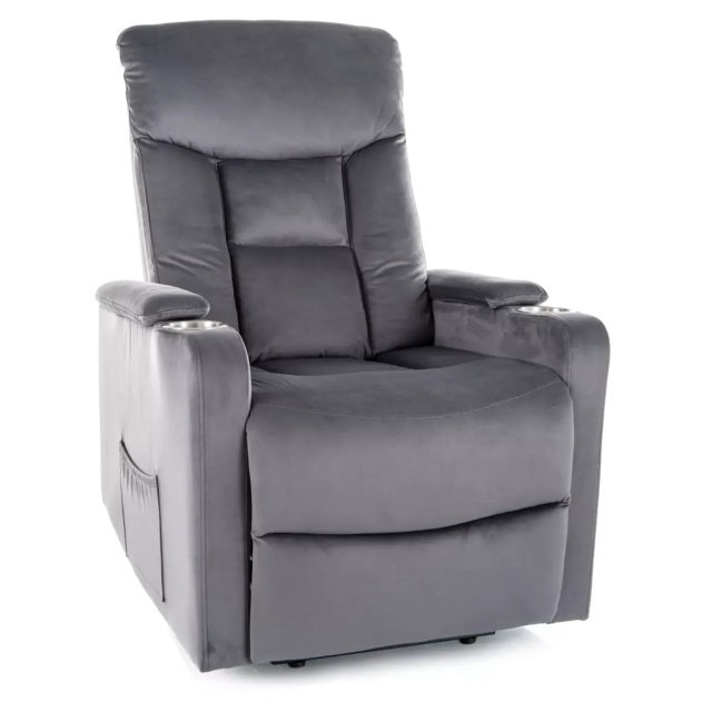 Fotoliu recliner gri din catifea Ikar The Home Collection