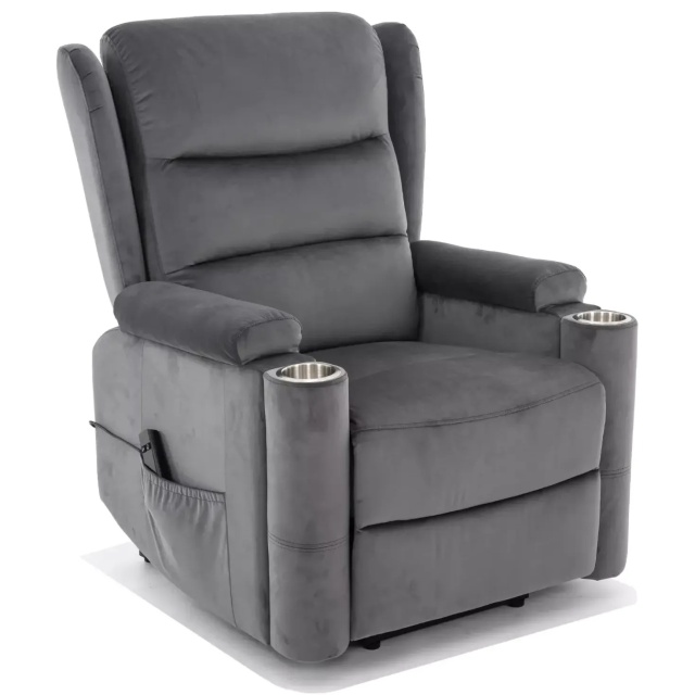 Fotoliu recliner gri din catifea Minos The Home Collection