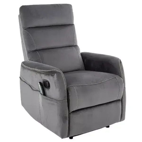 Fotoliu recliner gri din catifea Solon Massage The Home Collection