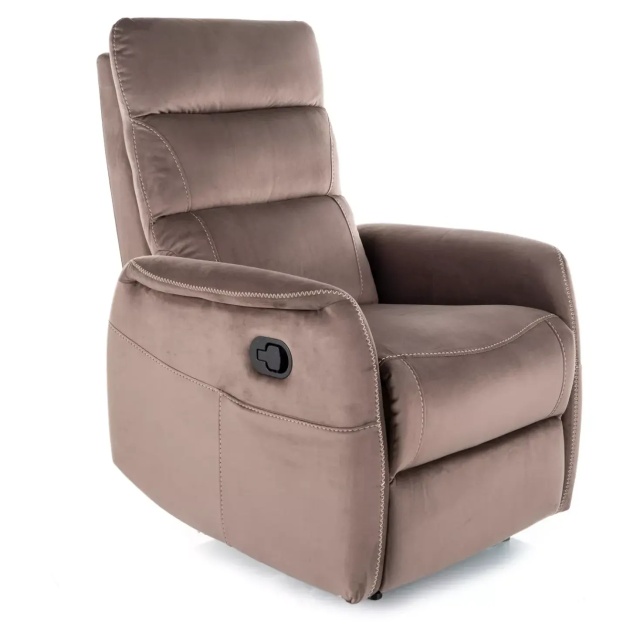 Fotoliu recliner maro cappuccino din catifea Solon Massage The Home Collection