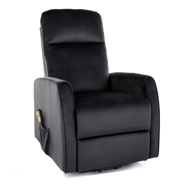 Fotoliu recliner negru din catifea Leto The Home Collection