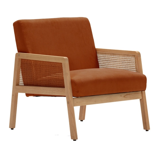 Fotoliu rosu caramiziu din textil Debra The Home Collection
