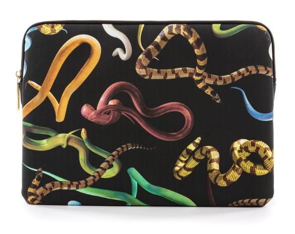 Geanta multicolora din poliester si poliuretan 25x34,5 cm pentru laptop Snakes Toiletpaper Seletti