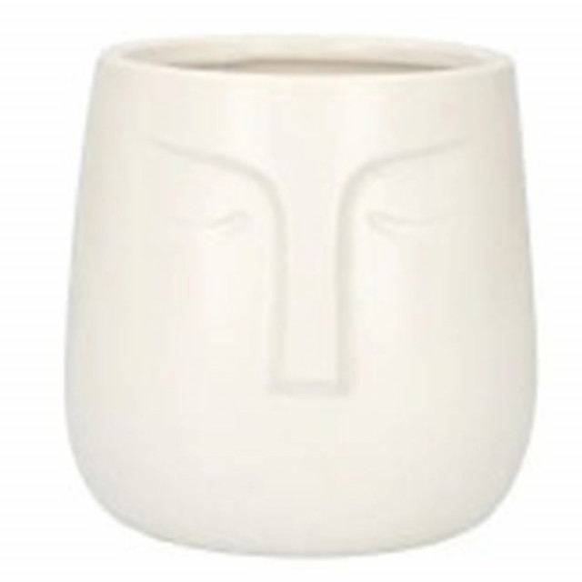 Ghiveci decorativ alb din ceramica 11 cm Face Homla