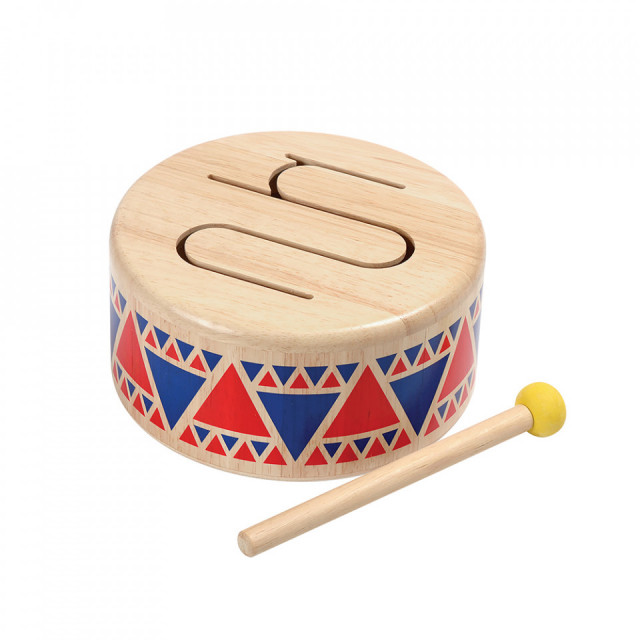 Jucarie muzicala toba multicolora din lemn Solid Drum Plan Toys