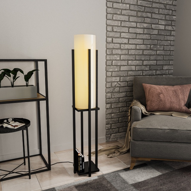 Lampadar negru/alb din metal 130 cm Zeb The Home Collection