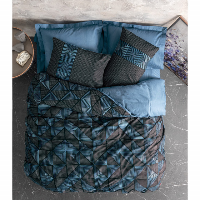 Lenjerie pat neagra/albastra din textil Armor Single The Home Collection