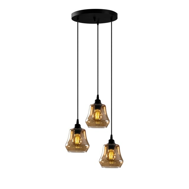 Lustra neagra/aurie din metal cu 3 becuri Gil The Home Collection