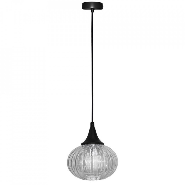 Lustra transparenta/neagra din sticla si metal Exeter Mini Candellux