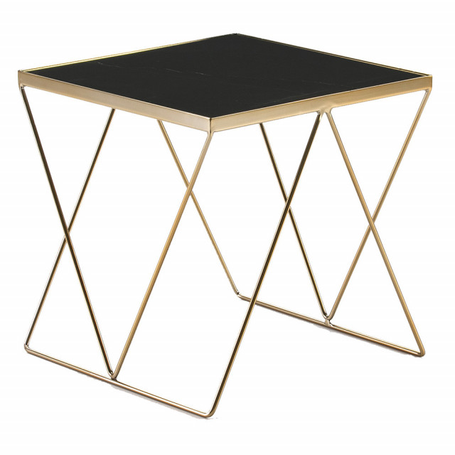 Masa de cafea aurie/neagra din marmura si metal 45x45 cm Juanita Thai Natura