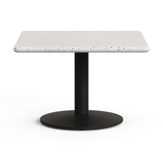 Masa de cafea exterior alba/neagra din ciment 70x70 cm Esilda Terrazzo Kave Home