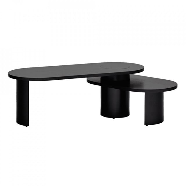Masa de cafea neagra din lemn 50x120 cm Nori Teulat