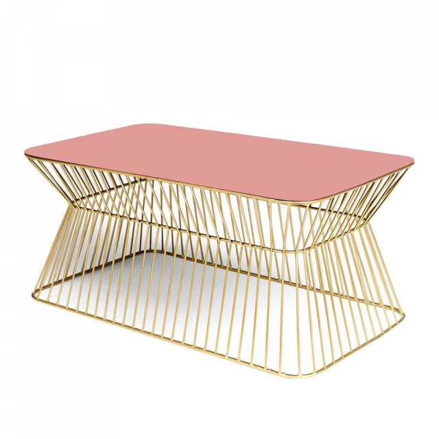 Masa de cafea roz/aurie din fier 38x65 cm No Offence Bold Monkey