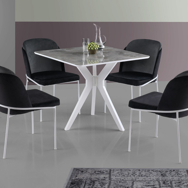 Masa dining alb/gri 87x87 cm Kare Ikon The Home Collection