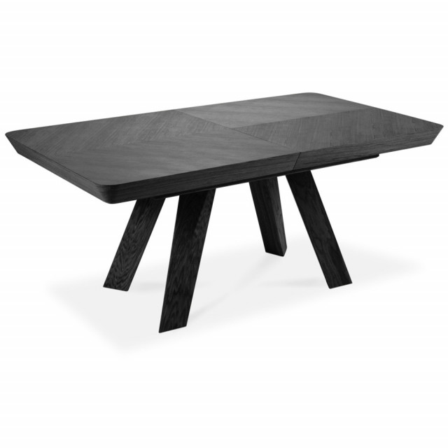 Masa dining extensibila neagra din lemn 100x180(380) cm Sally Besolux