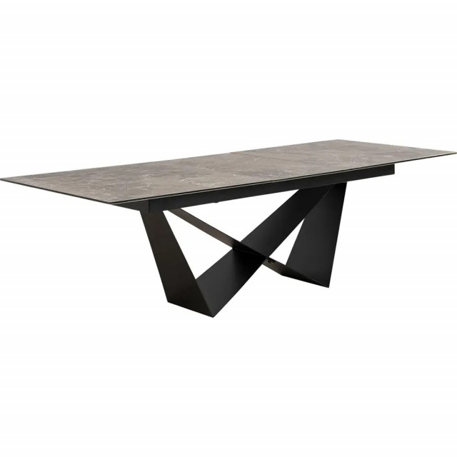 Masa dining extensibila pentru exterior maro/neagra din ceramica si otel 100x200(260) cm Connesso Kare