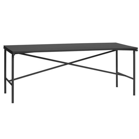 Masa dining exterior neagra din metal 92x191 cm Villa Hubsch