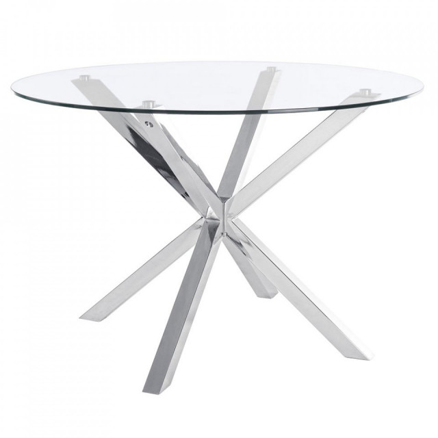 Masa dining transparenta/argintie din metal 114 cm May Bizzotto