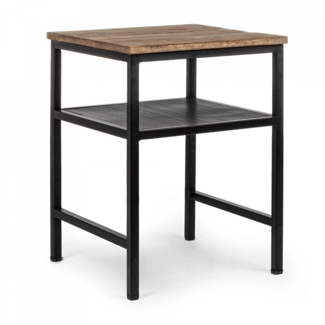Masuta de cafea maro/neagra din lemn de mango si otel 43x43 cm Roderic Bizzotto