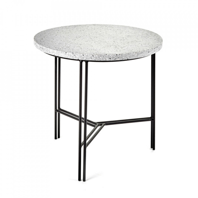 Masuta neagra/gri din fier si terrazzo 40 cm Erev Serax