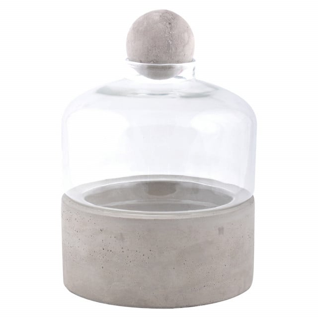 Mini terariu gri din sticla si beton Konas Esschert Design