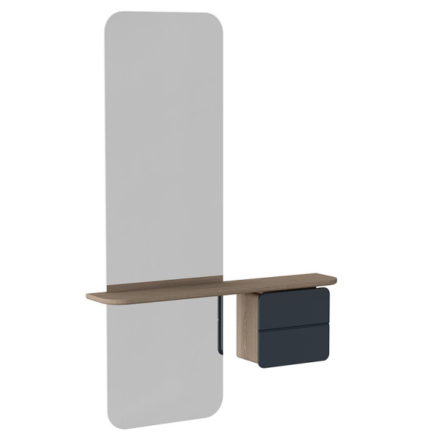 Oglinda dreptunghiulara maro stejar/gri antracit din lemn si MDF 78x118 cm One More Look Umage