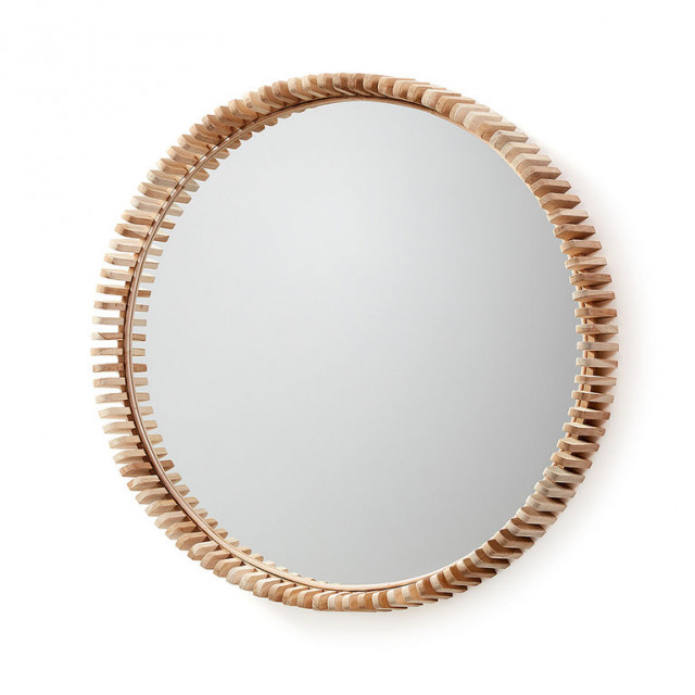 Oglinda rotunda din lemn de tec 85 cm Polke Kave Home