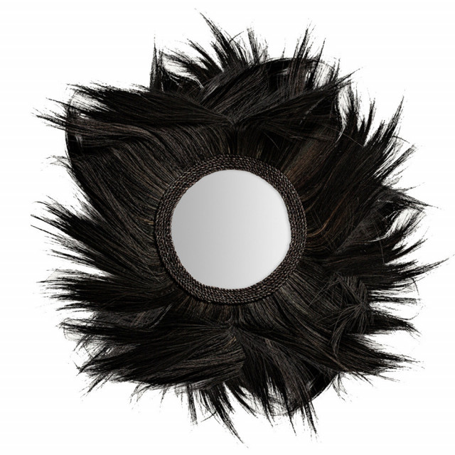 Oglinda rotunda neagra din fibre naturale 100 cm Sinko Vical Home