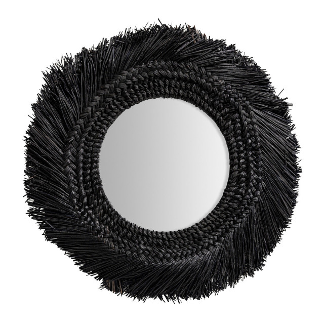Oglinda rotunda neagra din fibre naturale 70 cm Desouk Vical Home