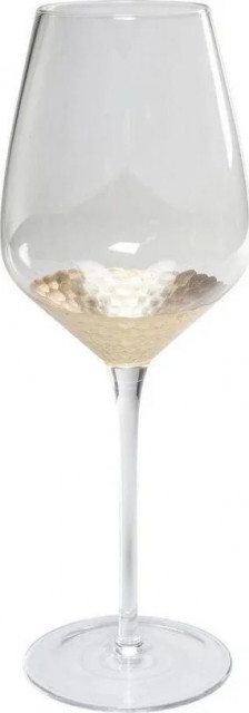 Pahar de vin transparent/auriu din sticla 9x28 cm Gobi Kare