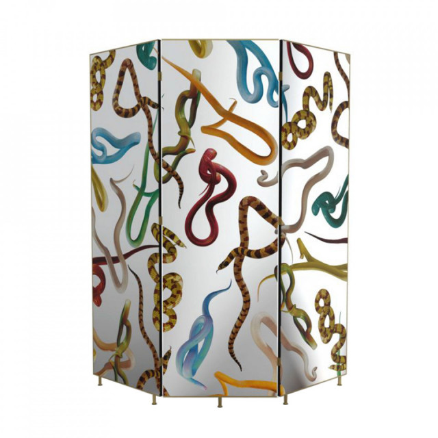 Paravan multicolor din sticla 166x175 cm Snakes Toiletpaper Seletti