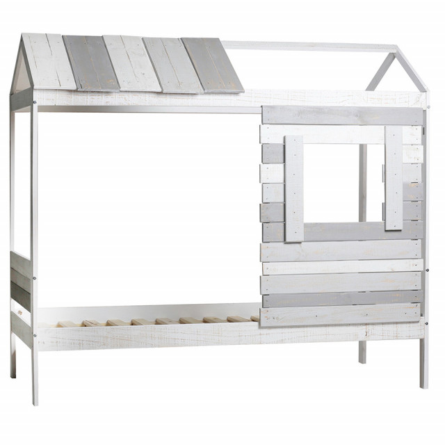 Pat cu baldachin gri din lemn 90x200 cm Sia The Home Collection