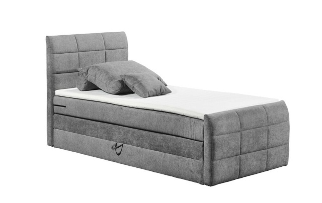 Pat gri inchis din textil 100x200 cm Kuba The Home Collection