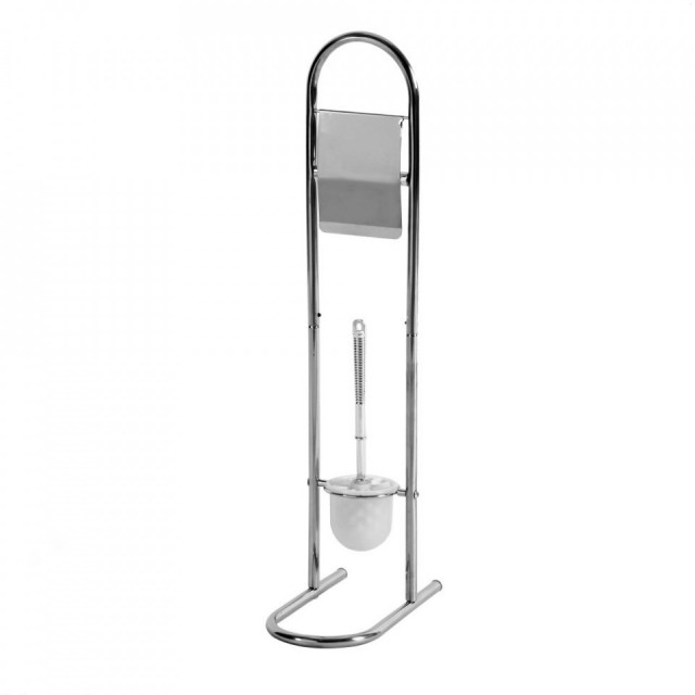 Perie toaleta cu suport hartie igienica argintie din metal Abra The Home Collection