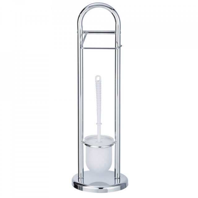 Perie toaleta cu suport hartie igienica argintie din metal Siena Wenko