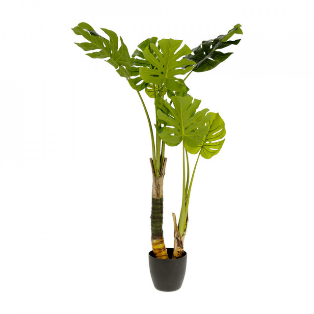Planta artificiala cu ghiveci din polietilena si ciment 130 cm Monstera Kave Home