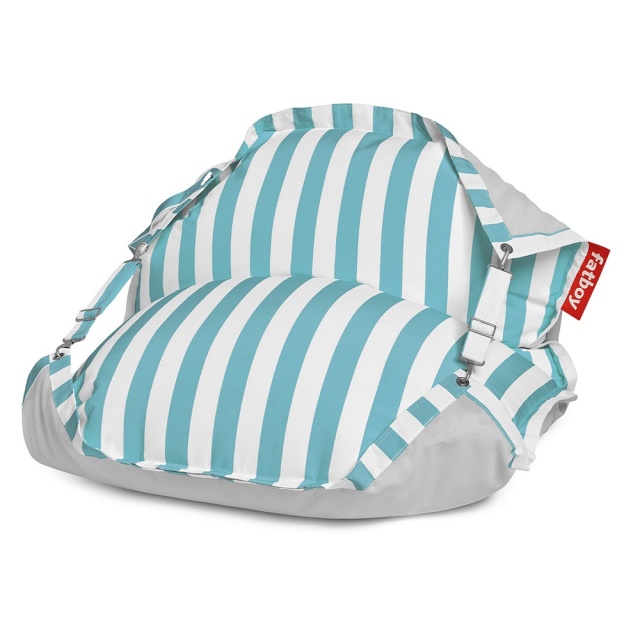 Puf dreptunghiular exterior alb/albastru din textil 134x180 cm Original Floatzac Fatboy