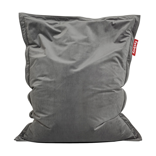 Puf dreptunghiular grej inchis din catifea 120x155 cm Original Slim Fatboy
