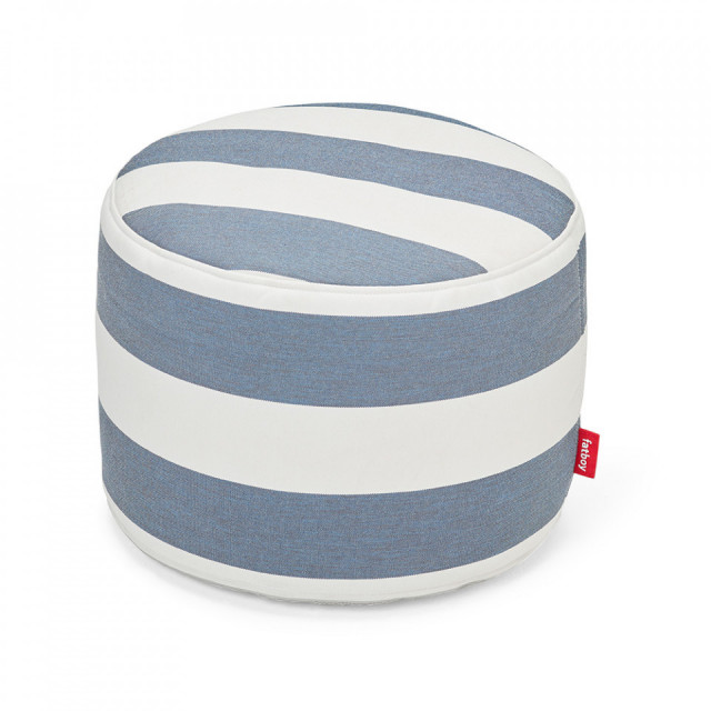 Puf rotund exterior alb/albastru din textil 50 cm Point Fatboy