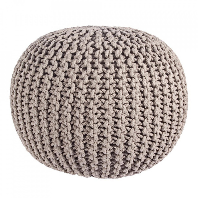 Puf rotund gri din bumbac 50 cm Weave Bizzotto