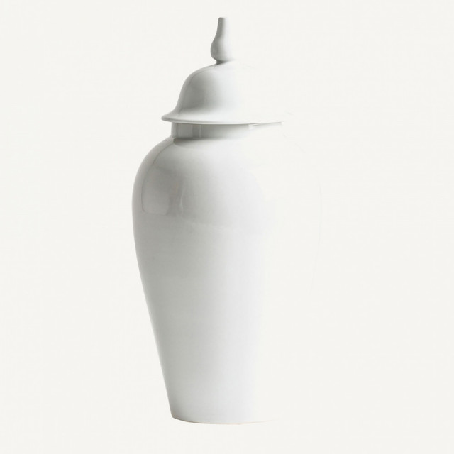 Recipient cu capac alb din ceramica 26x60 cm Elina Vical Home