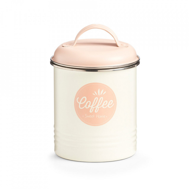 Recipient cu capac crem/roz din metal pentru cafea 11,3x16,5 cm Sweet Coffee Zeller