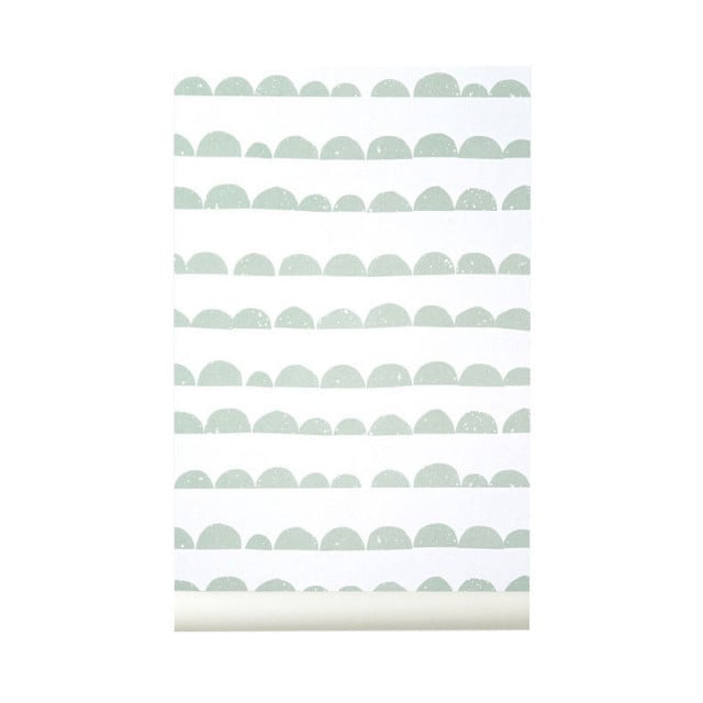 Rola tapet alb/verde 53x1000 cm Half Moon Ferm Living