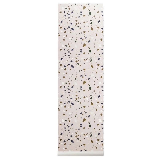 Rola tapet roz din hartie 53x1000 cm Terrazzo Ferm Living