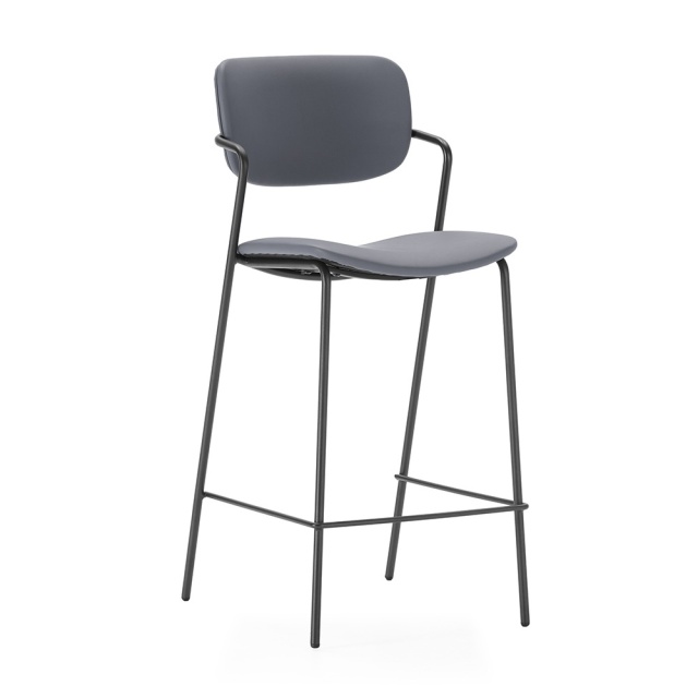 Scaun bar gri inchis din piele ecologica Maika The Home Collection