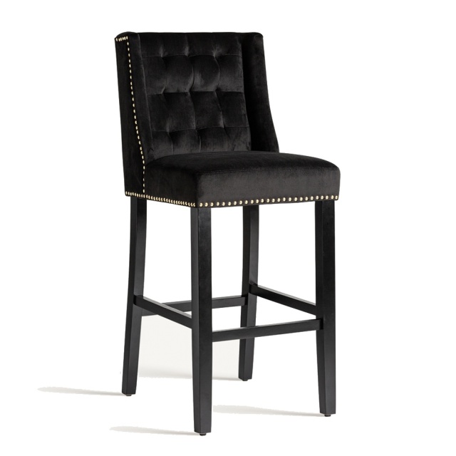 Scaun bar negru din catifea Dachwig Vical Home