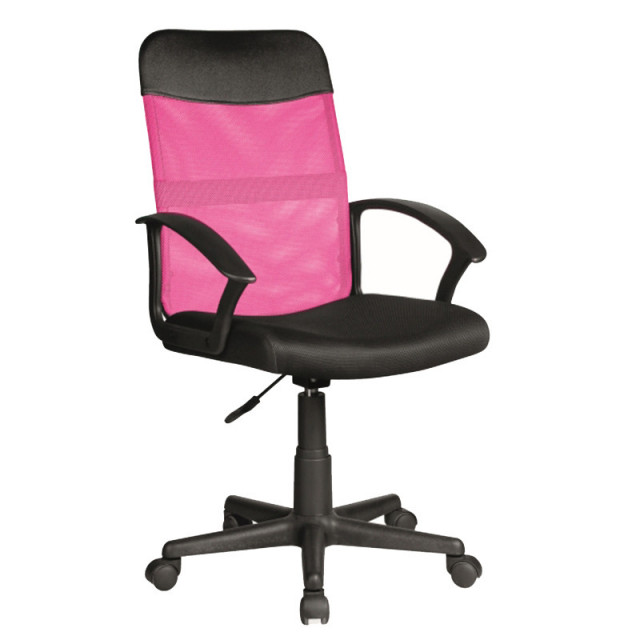Scaun birou roz/negru ajustabil din textil si plastic Obaka The Home Collection