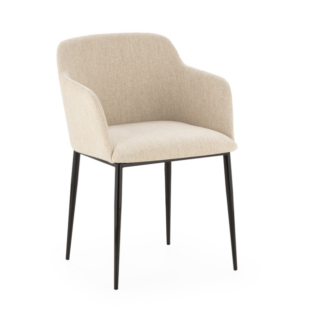 Scaun dining alb/negru din textil Sabrina Thai Natura