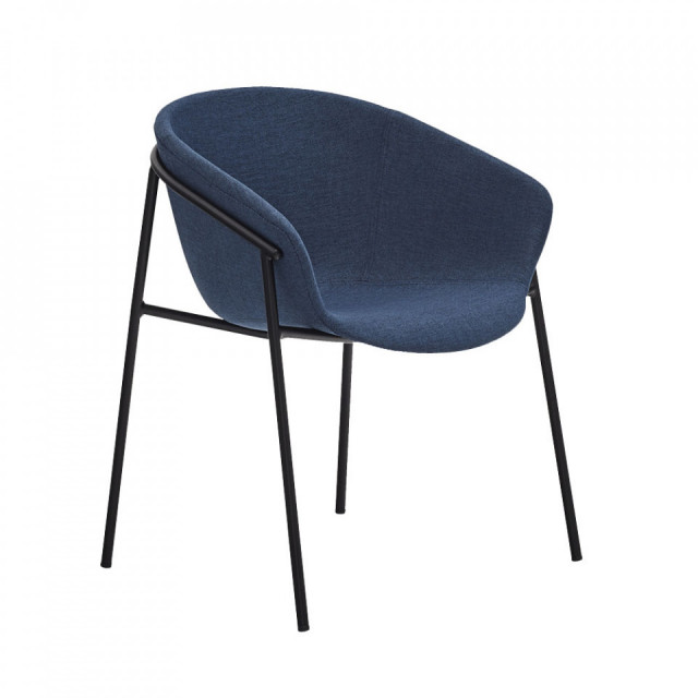 Scaun dining albastru/negru din textil Hug Teulat